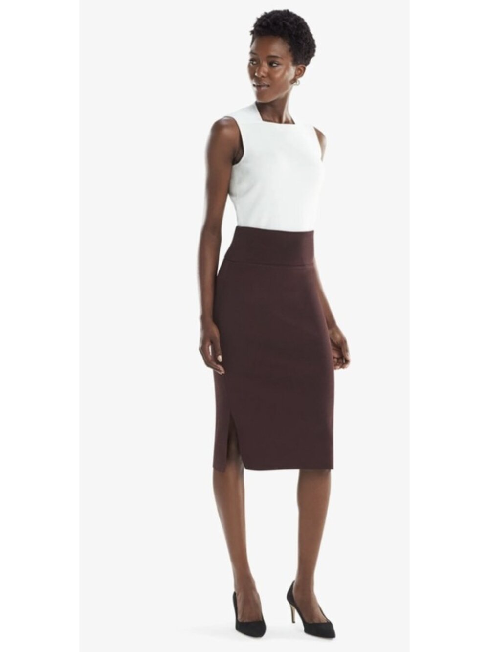 M.M. LAFLEUR Harlem Jardigan Knit Skirt Bordeaux Small Office Academia Minimal